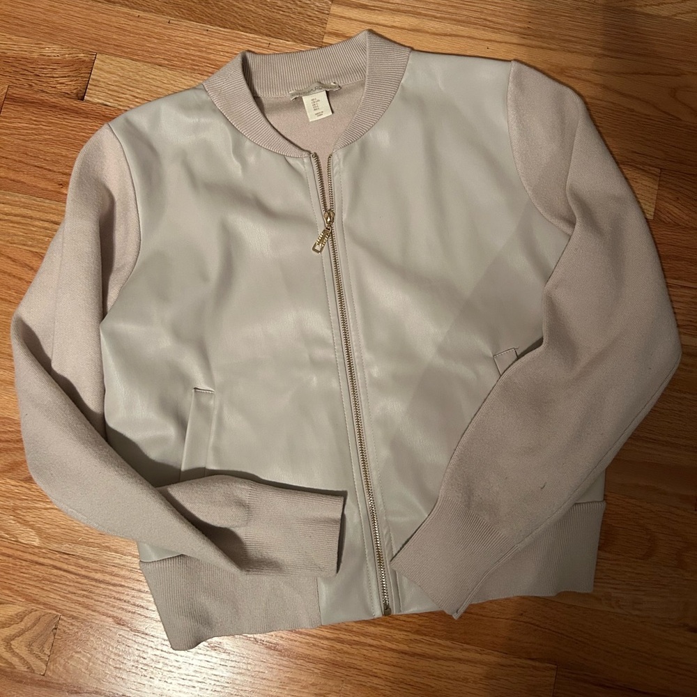 Cynthia Rowley Sweater Jacket Full Zip. Pockets. Part Faux Leather.  size L